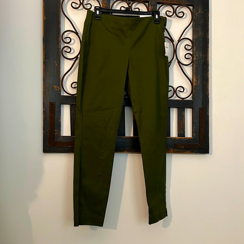 Slim army green fitted pants